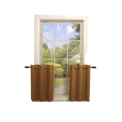 VERSAILLES - 2 Bamboo Grommet Top Curtain Panels, Brass Grommets, 48" X 24", Honey In Brown
