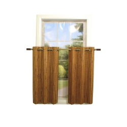 VERSAILLES - 2 Bamboo Grommet Top Curtain Panels, Brass Grommets, 48" X 36", Honey In Brown