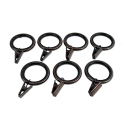 VERSAILLES - Set Of 7 Curtain Clip Rings With Nylon Lining, Silent Glide, Bronze