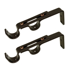 VERSAILLES - Set Of 2 Double Wall Brackets for Curtain Rod In Brown