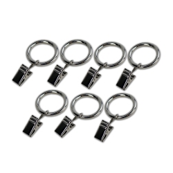 VERSAILLES - Set Of 7 Curtain Clip Rings, Made Of Steel In Silver
