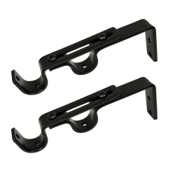 VERSAILLES - Set Of 2 Double Wall Brackets for Curtain Rod In Black