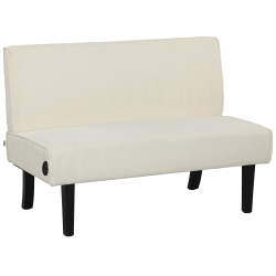 HOMCOM 46.5" Loveseat \w USB/USB-C Ports, Modern Love Seat \w Rubber Wood Legs, Corduroy 2 Seater Sofa Couch for Living Room, Bedroom, Home Office