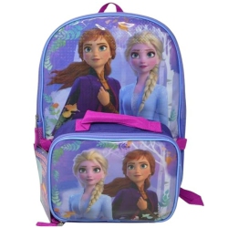 DISNEY Frozen Elsa & Anna 16" Backpack With Rectangle Lunch Bag, Multicolored