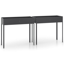 VIDAXL Garden Planters 2 PCs Anthracite Galvanised Steel