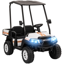 QABA 2 Seater Electric Car for Kids, 24V Battery Powered Kids Electric Car W/ Remote Control, 4 Wheels Spring Suspension, Soft Start, Storage