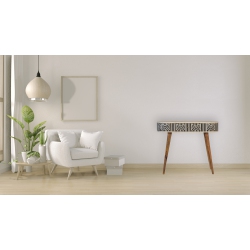 ARTISAN FURNITURE Solid Wood Edessa Bone Inlay Console Table In Oak-Ish Finish