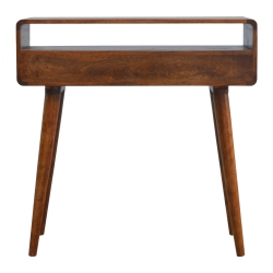 ARTISAN FURNITURE Solid Wood Curved Console Table In Chestnut Finish
