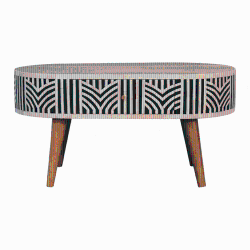 ARTISAN FURNITURE Solid Wood Edessa Bone Inlay Coffee Table In Oak-Ish Finish