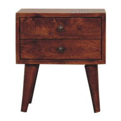 ARTISAN FURNITURE Solid Wood Mini Modern Nightstand In Chestnut Finish