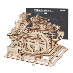ROKR Marble Run Wooden Model Kits 3D Puzzle Mechanical Puzzles for Teens And Adults (Waterwheel Coaster)
