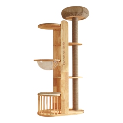 MIAOZAN Solid Oak Cat Tree - Cloud Mist
