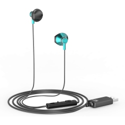 OKCSC USB With Rophone for PC, U200 Wired USB Earbuds Noise Cancelling Lightweight PC for Laptop