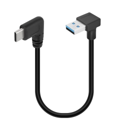GELRHONR 90 Degree USB Type C Cable, Up Down Angle 18W Fast Charging USB A to USB C Cable (Black-Up-0.25M)