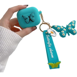 MOYDOLO Compatible With Airpods 3 Case Butterfly, Silicone Cartoon 3D Cover for Airpod 3 Case With Butterfly Keychain, Kids