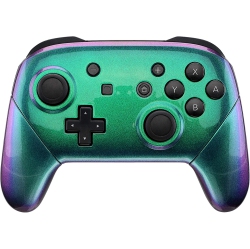 EXTREMERATE Chameleon Faceplate Backplate Handles for Nintendo Switch Pro Controller Purple Diy Replacement Grip In Green