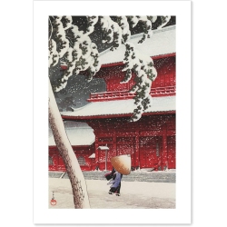 ART POSTER GALLERY 【Made In Japan】 Poster Japanese Ing Hasui Kawase “Zojo Temple In Snow Shiba”16.53Inch×11.69Inch(A3)＜Fine Art Paper