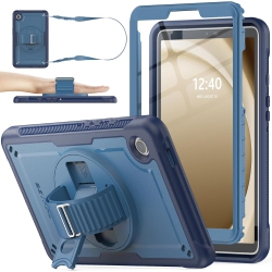 SEYMAC STOCK Case for Samsung Galaxy Tab A9, [Hard Back Shell] Shockproof Protective Case With 360 Rotating Snap-On