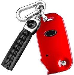 ONTTO Key Fob Cover for Kia Flip Remote Stylish Key Case Holder In Red