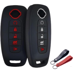 ALRENS 2 Pack Silicone Key Fob Cover Compatible With 2023 2024 Nissan Rogue Path, 5 Buttons Car Key Case Shell Protector