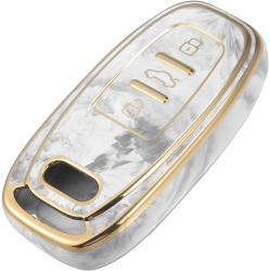 A ABSOPRO Key Fob Case Cover for Audi Key Fob-3 Button Tpu In Gray