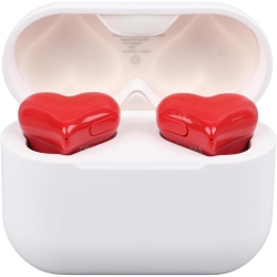 BANAPOY Earbuds, Cute Heart Shaped Headphones Portable Stereo Rophone With Charging Case, In Ear Earbuds Stereo