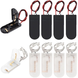 MKBKLLJY Cr2032 Y Holder 2 X 3V Coin Cell Holder With Wires 14.8Cm/5.8Inch Bare Wire Ends Slide Button On/off