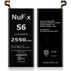 NUFIX Y Replacement for Samsung S6 2550Mah Compatible Replacement Y Eb-Bg920Abe Eb-Bg920Aba Sm-G920W8
