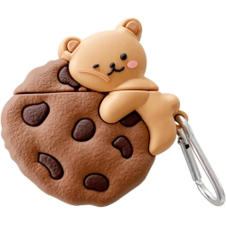 YATCHEN for Airpods 2/1 Case, Cute 3D Cartoon Cookie Bear Airpods 2 2Nd Generation Cover Kawaii Soft Silicone Protective