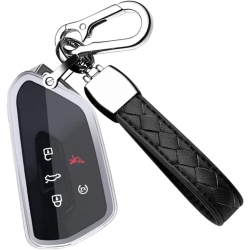 HIBEYO Key Fob Cover for Volkswagen Vw Golf 8 Mk8 Gti Gtd Seat Ateca Skoda Car Accessoreis With Keychains Soft Tpu Key
