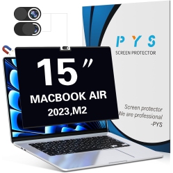 PYS Magnetic Macbook Air 15 Inch Privacy Screen (2024/2023, M3/m2) - Laptop Privacy Filter With Camera Cover Slide