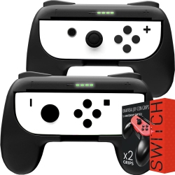 ORZLY Grips Compatible With Nintendo Switch Joy-Cons for Extra Comfort - Twin Pack (2X Black) Universal Sided Grip