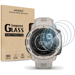 AKWOX [4 Pack] Tempered Gl Screen Protector for Garmin Instinct, [0.3MM 2.5D High Definition 9H] Anti-Scratch In Multicolor