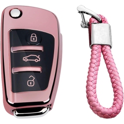 M.JVISUN Soft Tpu Case Cover Protector Case for Audi Flip Car Remote Key Fob Cover for Audi A1 A3 A4 A6 A8 Quattro Q2