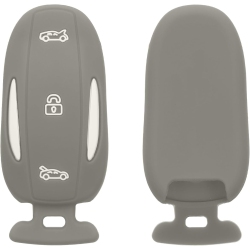 KWMOBILE Key Cover Compatible With Tesla Model X Car Key - Soft Silicone Car Key Fob Holder Protector Case - In Grey