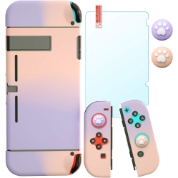 HEATFUN Switch Protective Case, Switch Hard Shell Case And Switch Gl Screen Protector And Switch Thumb Grip Caps - In Purple