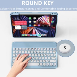 DISONBEIR Keyboard Case for Galaxy Tab S6 Lite 2022/2020 (Sm-P610/p613/p615/p619), Magnetically Detachable Bluetooth Round Key