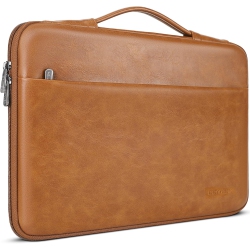 DOMISO 17.3 Inch Laptop Sleeve Case Waterproof Pu Computer Cover Bag for HP, Dell, Asus Notebook, Brown