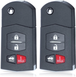 AICHIYU 2 Pieces Flip Remote Car Key Fob Case Cover Shell Housing Replacement 4 Buttons for Mazda 3 5 Rx-8 Cx-7 Cx-9