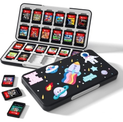 NANANINO Game Storage Case for 24 Nintendo Switch Games, Switch Game Case - Space Theme