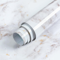 RABBITGOO Glossy Marble Contact Paper Peel And Stick Wallpaper 17.5" X 78.7" Countertop Furniture Waterpoof Self