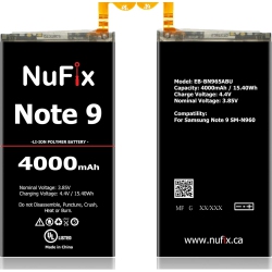 NUFIX Y Replacement for Samsung Note 9 4000Mah Compatible Replacement Y Eb-Bn965Abu Eb-Bn965Abe N960W N960U