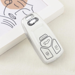 PIFOOG Tpu Key Fob Cover for Audi Accessories Gold Car Keys Case Shell Protector for Audi A4 A5 Q5 Q7 Rs5 Sq5 S4 In White