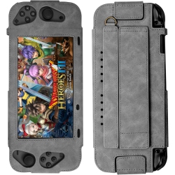 ALTA INDUSTRIES Faux Leather Carry Case, Compatible With Nintendo Switch, Protective Case With Removable Strap (Grey)