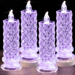 YOULIGHTS Led Candles, 4Pack Battery Operated Candles \w Rose Light Halo, Romantic Flameless Pillar Candles for Valentine's Day Halloween Decorations