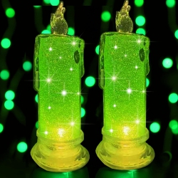 YOULIGHTS 2PCs Led Flameless Candles, Led Pillar Candles, Battery Included, Velas Artificiales Para Decoracion for Saint Patrick's Day Birthday