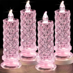 YOULIGHTS Rose Shadow Led Flameless Candles, 4PCs Romantic Battery Operated Candles Led Pillar Candles for Valentine's Day Romantic Propose