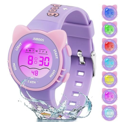 MEHIAZ Kid's Digital Watch for Boys And Girls, Waterproof Lcd Digital Sports Kids Watch With 7 Color Led Lights, Stopwatch, Alarm, Suitable for 4-12