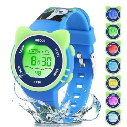 MEHIAZ Kid's Digital Watch for Boys And Girls, Waterproof Lcd Digital Sports Kids Watch With 7 Color Led Lights, Stopwatch, Alarm, Suitable for 4-12