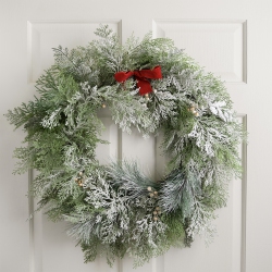 NORTHLIGHT Real Touch Cedar And Pine Artificial Christmas Wreath - 30" - Unlit In White